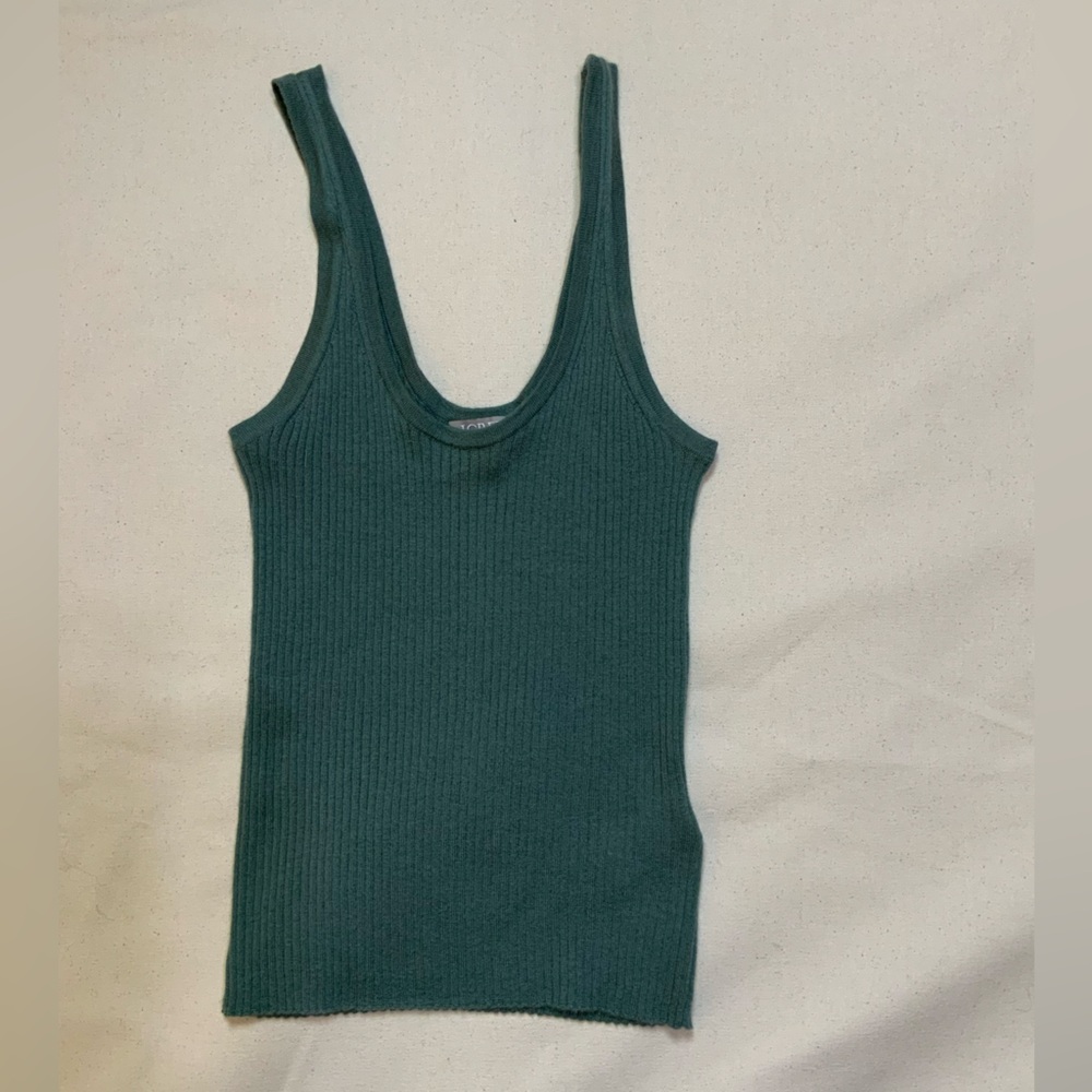J. Crew Cashmere Teal Sleeveless Ribbed Top M